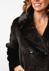Etage Faux Fur Tie Front Coat, Brown