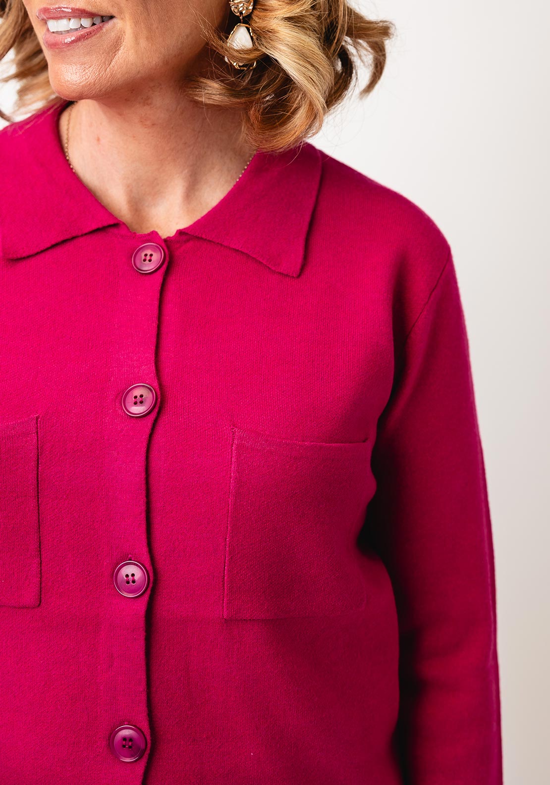 Barbara Lebek Collared Button-up Cardigan, Purple