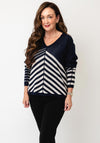 Barbara Lebek Knitted Geometric Print Jumper, Navy