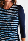 Barbara Lebek Wavy Panel Print T-Shirt, Navy Multi
