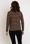 Barbara Lebek Quarter Zip Striped Top, Navy & Taupe