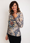 Barbara Lebek Round Neck Print Top, Navy