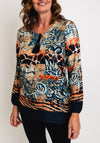 Barbara Lebek Rope Tie Neckline Print Top, Multi