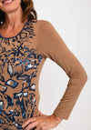 Barbara Lebek Round Neck Print Top, Brown