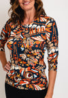 Barbara Lebek Round Neck Print Top, Navy Multi