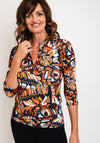 Barbara Lebek Collared Neckline Print Top, Navy Multi