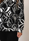 Barbara Lebek Floral Abstract Round Neck Top, Black