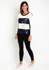 Barbara Lebek Drawstring Neckline Striped Top, Navy & Cream