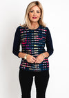 Barbara Lebek Round Neck Stripe Print Top, Navy