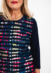 Barbara Lebek Round Neck Stripe Print Top, Navy