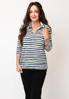 Barbara Lebek Striped Polo Top, Green