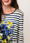 Barbara Lebek Striped Graphic Print Top, Navy