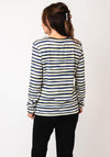 Barbara Lebek Striped Graphic Print Top, Navy