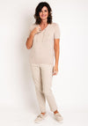 Barbara Lebek Rhinestone Drawstring Neck Top, Neutral