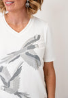 Barbara Lebek Bird Print With Rhinestone Detail, White