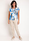 Barbara Lebek Abstract Print Elastic Trim Top, Beige Multi
