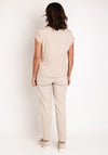 Barbara Lebek Abstract Print Elastic Trim Top, Beige Multi