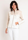 Barbara Lebek Print Rhinestone Full Zip Sweatshirt, Beige