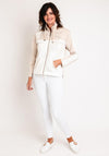 Barbara Lebek Print Rhinestone Full Zip Sweatshirt, Beige