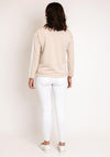Barbara Lebek Print Rhinestone Full Zip Sweatshirt, Beige