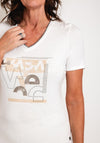 Barbara Lebek Rhinestone Print V neck Top, White