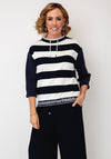 Barbara Lebek Striped With Drawstrings Jumper, Navy