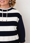 Barbara Lebek Striped With Drawstrings Jumper, Navy