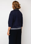 Barbara Lebek Striped With Drawstrings Jumper, Navy