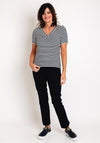 Barbara Lebek Stripe V Neck Top, Navy