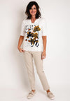 Barbara Lebek Graphic Print Drawstring Neck Top, White