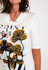 Barbara Lebek Graphic Print Drawstring Neck Top, White