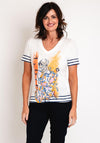 Barbara Lebek Contrast Print V Neck T-Shirt, White