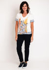 Barbara Lebek Contrast Print V Neck T-Shirt, White