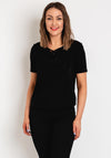 Barbara Lebek Rhinestone Elastic Trim Top, Black