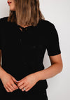 Barbara Lebek Rhinestone Elastic Trim Top, Black