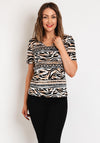 Barbara Lebek Tiger Print V Neck Top, Beige