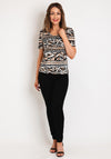 Barbara Lebek Tiger Print V Neck Top, Beige