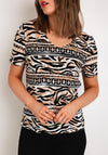 Barbara Lebek Tiger Print V Neck Top, Beige