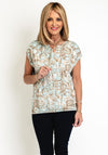 Barbara Lebek Reptile Print Tie Neck Top, Blue