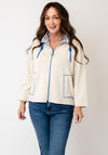 Barbara Lebek Zip Up High Neck Jacket, Beige and Blue