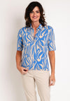 Barbara Lebek Printed Shirt Collar Top, Blue