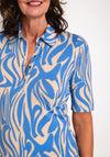 Barbara Lebek Printed Shirt Collar Top, Blue