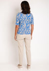 Barbara Lebek Printed Shirt Collar Top, Blue