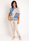 Barbara Lebek Graphic Print Round Neck Top, Neutral