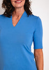 Barbara Lebek V Neck Contrast Jersey Top, Blue