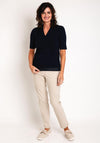 Barbara Lebek V Neck Contrast Jersey Top, Navy