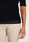 Barbara Lebek V Neck Contrast Jersey Top, Navy