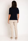 Barbara Lebek V Neck Contrast Jersey Top, Navy