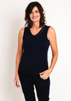 Barbara Lebek Contrast V Neck Vest Top, Navy