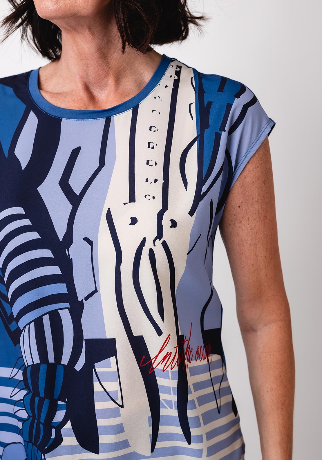 Barbara Lebek Abstract Beach Print Top, Blue